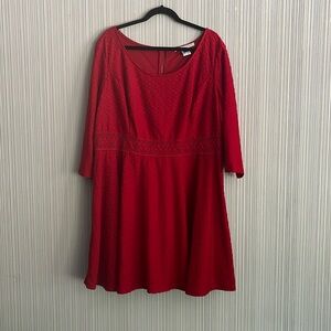 Plus size red American Rag 3/4 sleeve swing dress
